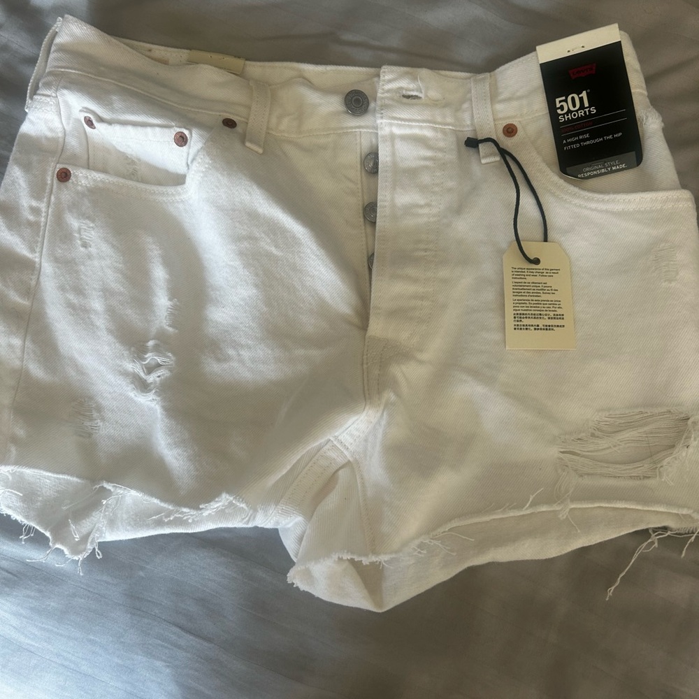 Levi's Women's Distressed White Jean Shorts